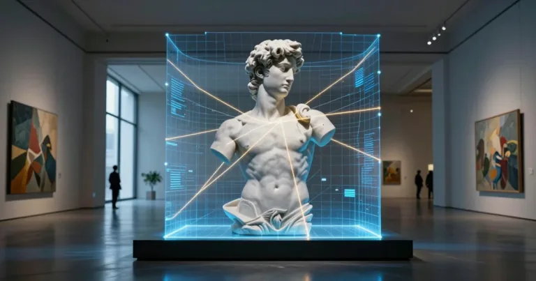 La blockchain per l'arte: rappresentazione digitale di un'opera d'arte connessa a una catena crittografica